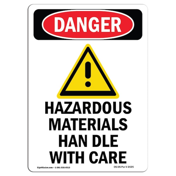 Safety Sign, OSHA Danger, 5" Height, Portrait, D-35-V-2025-10PK